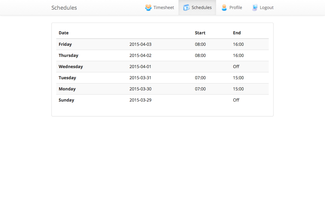 employee work schedule 